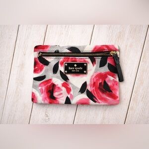 Kate Spade Red and Black Rose Pouch
